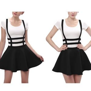 2 For$20/ Black Mini Pleated Braces Skirt S
